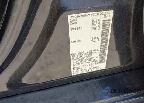 2014 Nissan Altima 2.5 Sv z USA, uszkodzony, nr VIN 1N4AL3AP0EC265845